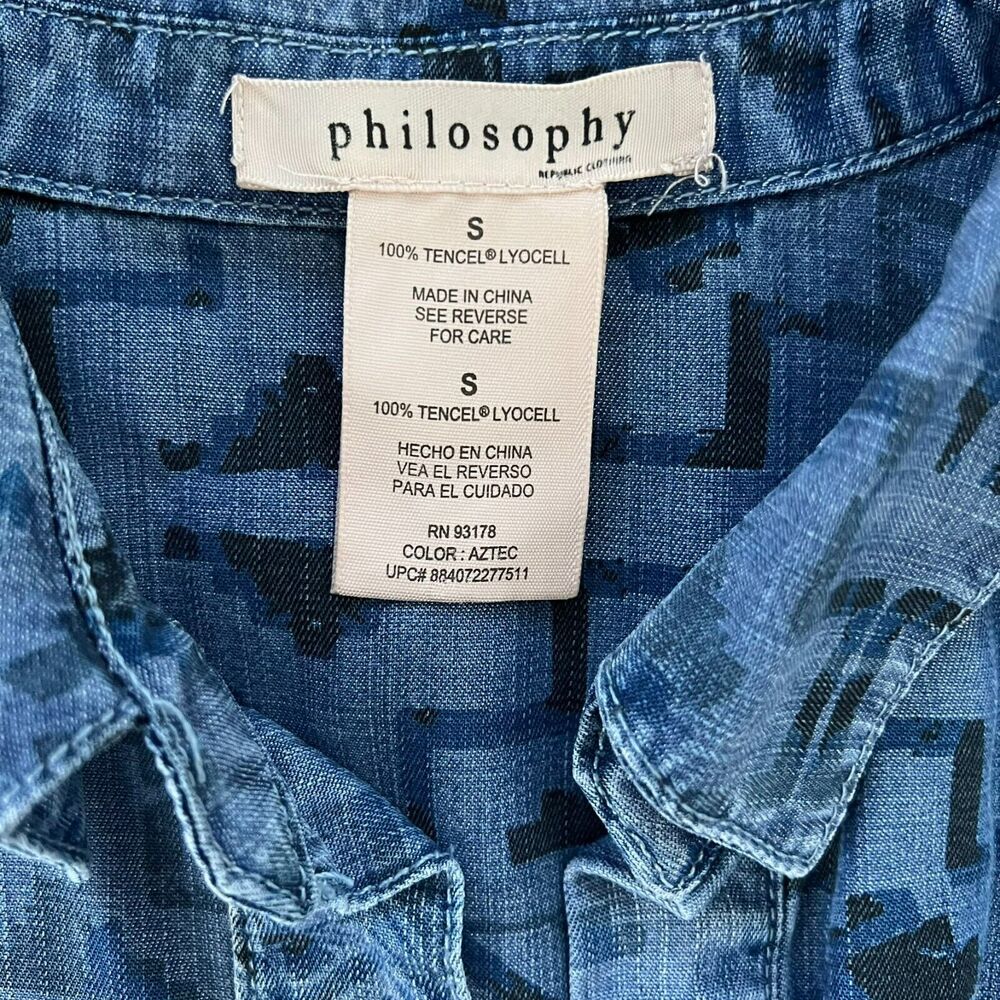 Philosophy Nordstrom Southwestern Boho Chambray Shirt Dress Size Small - Picture 9 of 11